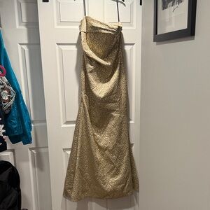 David Meister Gold Strapless Dress